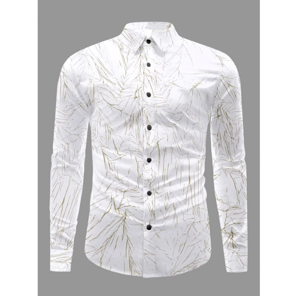 Men's Casual PollyCotton Textured Full Sleeve Collar Shirt (Green)