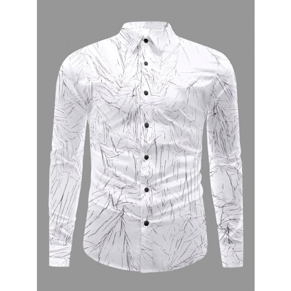 Men's Casual PollyCotton Textured Full Sleeve Collar Shirt (Black)