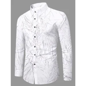 Men's Casual PollyCotton Textured Full Sleeve Collar Shirt (Black) - Image 3