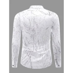Men's Casual PollyCotton Textured Full Sleeve Collar Shirt (Black) - Image 4