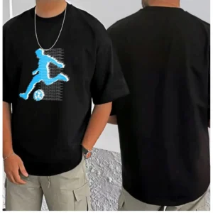 Men's Casual Cotton Blend Printed Round Neck Half Sleeve T-Shirt (Black) - Image 3