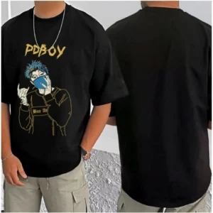 Men's Casual Cotton Blend Printed Round Neck Half Sleeve T-Shirt (Black) - Image 3