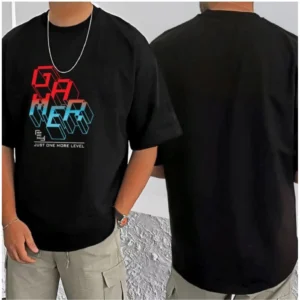 Men's Casual Cotton Blend Printed Round Neck Half Sleeve T-Shirt (Black) - Image 3