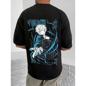 Men's Casual Cotton Blend Printed Round Neck Half Sleeve T-Shirt (Black) - Image 4