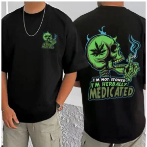 Men's Casual Cotton Blend Printed Round Neck Half Sleeve T-Shirt (Black) - Image 3