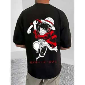 Men's Casual Cotton Blend Printed Round Neck Half Sleeve T-Shirt (Black) - Image 4