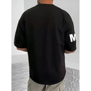 Men's Casual Cotton Blend Printed Round Neck Half Sleeve T-Shirt (Black) - Image 4