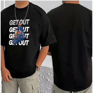 Men's Casual Cotton Blend Printed Round Neck Half Sleeve T-Shirt (Black) - Image 3