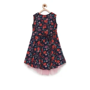 Girl's Polyester Crepe Embellished Sleeveless Round Neck Dress (Multicolor) - Image 4