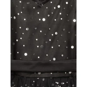 Girl's Net Embellished Sleeveless V-Neck Dress (Black) - Image 3