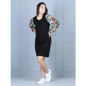 Girl's Polyester Printed Long Sleeve Round Neck Dress (Multicolor) - Image 4