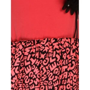 Girl's Polyester Crepe Embellished Short Sleeve Round Neck Dress (Pink) - Image 3