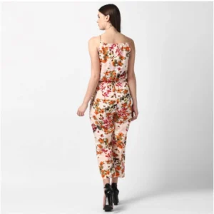 Generic Women's Polyester Floral Halter Jumpsuit (Peach) - Image 4