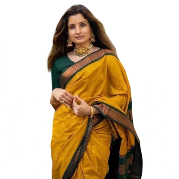 Women's Soft Litchi Silk Jacquard Work Saree With Unstitched Blouse 5.5Mtr (Dark Green)