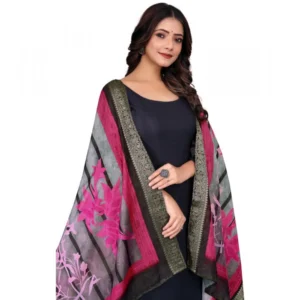 Women's chanderi silk  Printed Dupatta (Black, Length: 2 Mtr) - Image 2