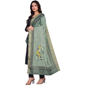 Women's chanderi silk  Printed Dupatta (Green, Length: 2 Mtr) - Image 4