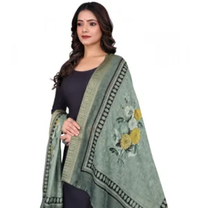 Women's chanderi silk  Printed Dupatta (Green, Length: 2 Mtr) - Image 2