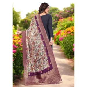 Women's chanderi silk  Printed Dupatta (Magenta, Length: 2 Mtr) - Image 5