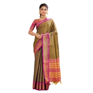 Women's Silk Blended Jaquard Woven Saree With Unstitched Blouse 5.5Mtr (Green) - Image 3