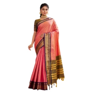 Women's Silk Blended Jaquard Woven Saree With Unstitched Blouse 5.5Mtr (Pink) - Image 2