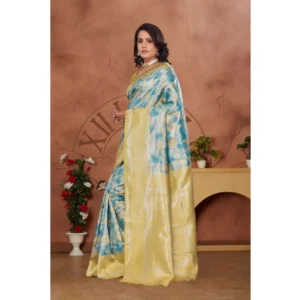 Women's Banarasi Silk Jaquard Woven Saree With Unstitched Blouse 5.5Mtr (Yellow) - Image 5