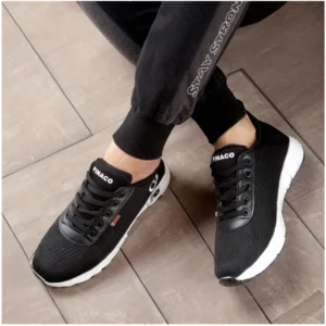 Men's Casual Mesh Lace-ups Casual Shoes (Black) - Image 5