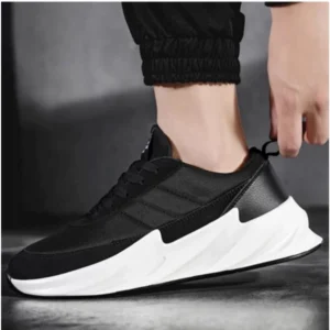 Men's Casual Synthetic Lace-ups Casual Shoes (Black) - Image 5