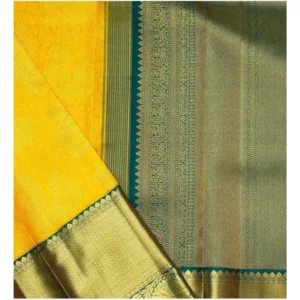 Women's Soft Litchi Silk Jacquard Work Saree With Unstitched Blouse 5.5Mtr (Yellow) - Image 2