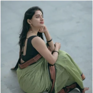 Women's Soft Litchi Silk Jacquard Work Saree With Unstitched Blouse 5.5Mtr (Light Green) - Image 3
