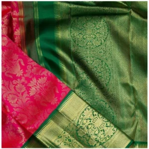Women's Soft Litchi Silk Jacquard Work Saree With Unstitched Blouse 5.5Mtr (Red) - Image 3