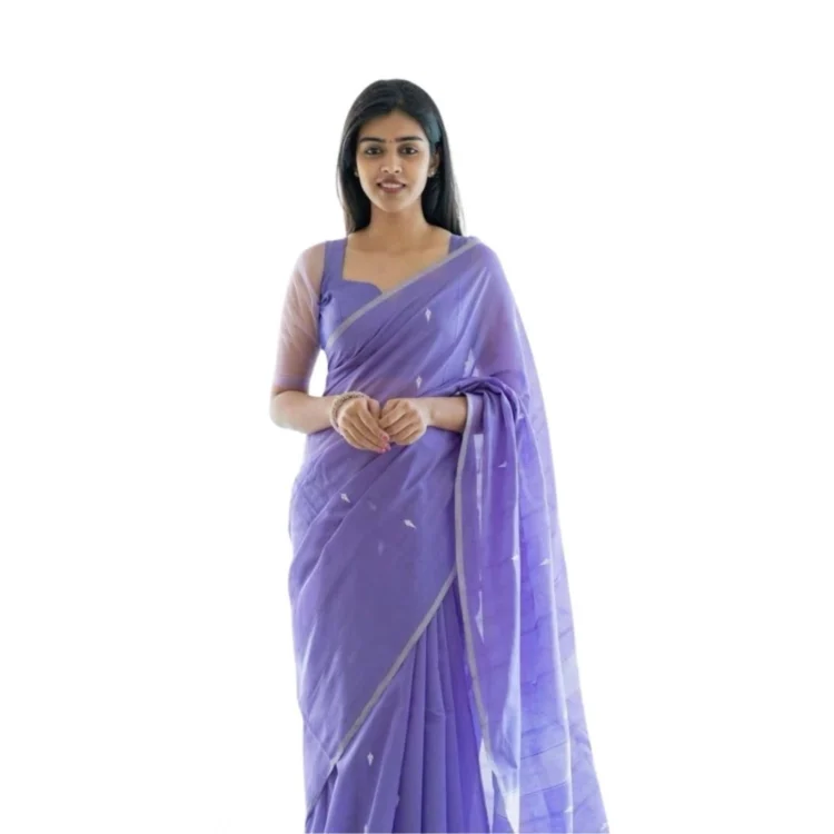 Women's Soft Litchi Silk Jacquard Work Saree With Unstitched Blouse 5.5Mtr (Purple)