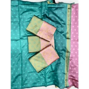 Women's Soft Litchi Silk Jacquard Work Saree With Unstitched Blouse 5.5Mtr (Light Pink) - Image 2