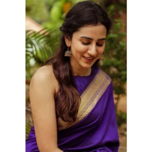 Women's Soft Litchi Silk Jacquard Work Saree With Unstitched Blouse 5.5Mtr (Blue) - Image 2