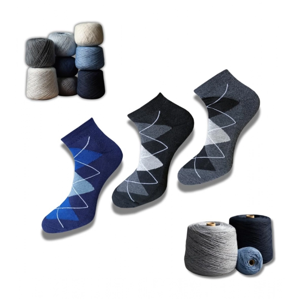 3_Pair Set Unisex Casual Cotton Printed Low Cut Socks (Multicolor)