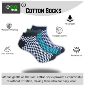 3_Pair Set Unisex Casual Cotton Printed Low Cut Socks (Multicolor) - Image 3