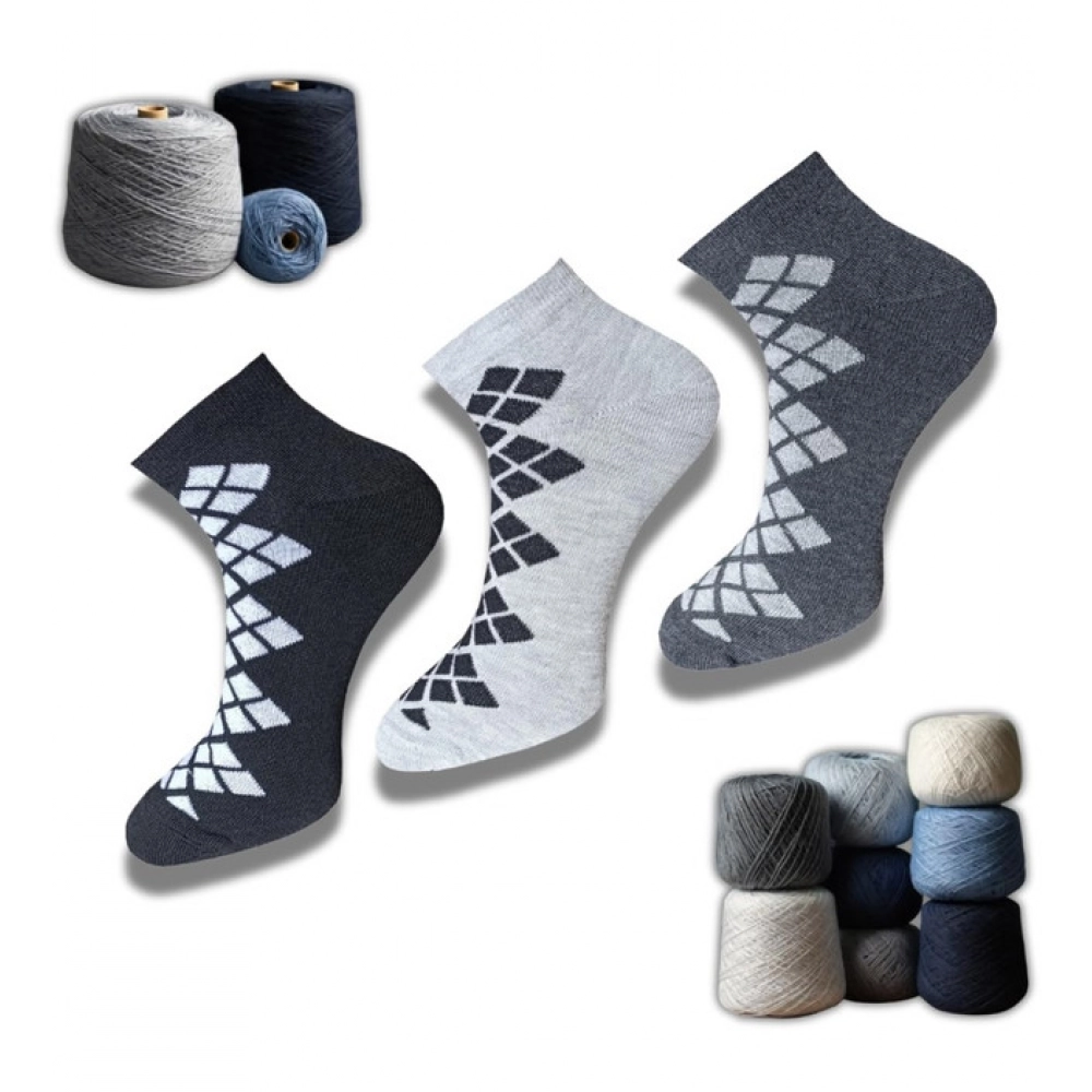3_Pair Set Unisex Casual Cotton Printed Low Cut Socks (Multicolor)
