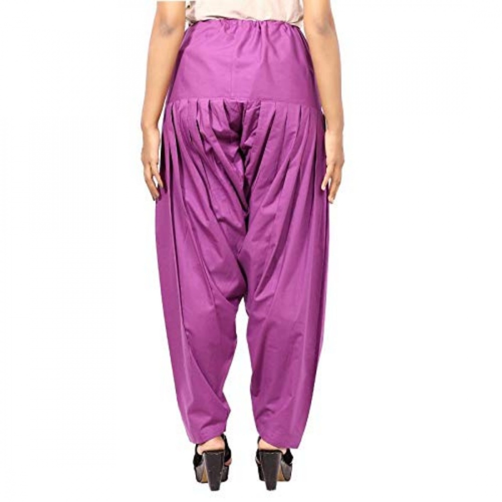 Women's Cotton Solid Patiyala (Color:Violet) - Image 4