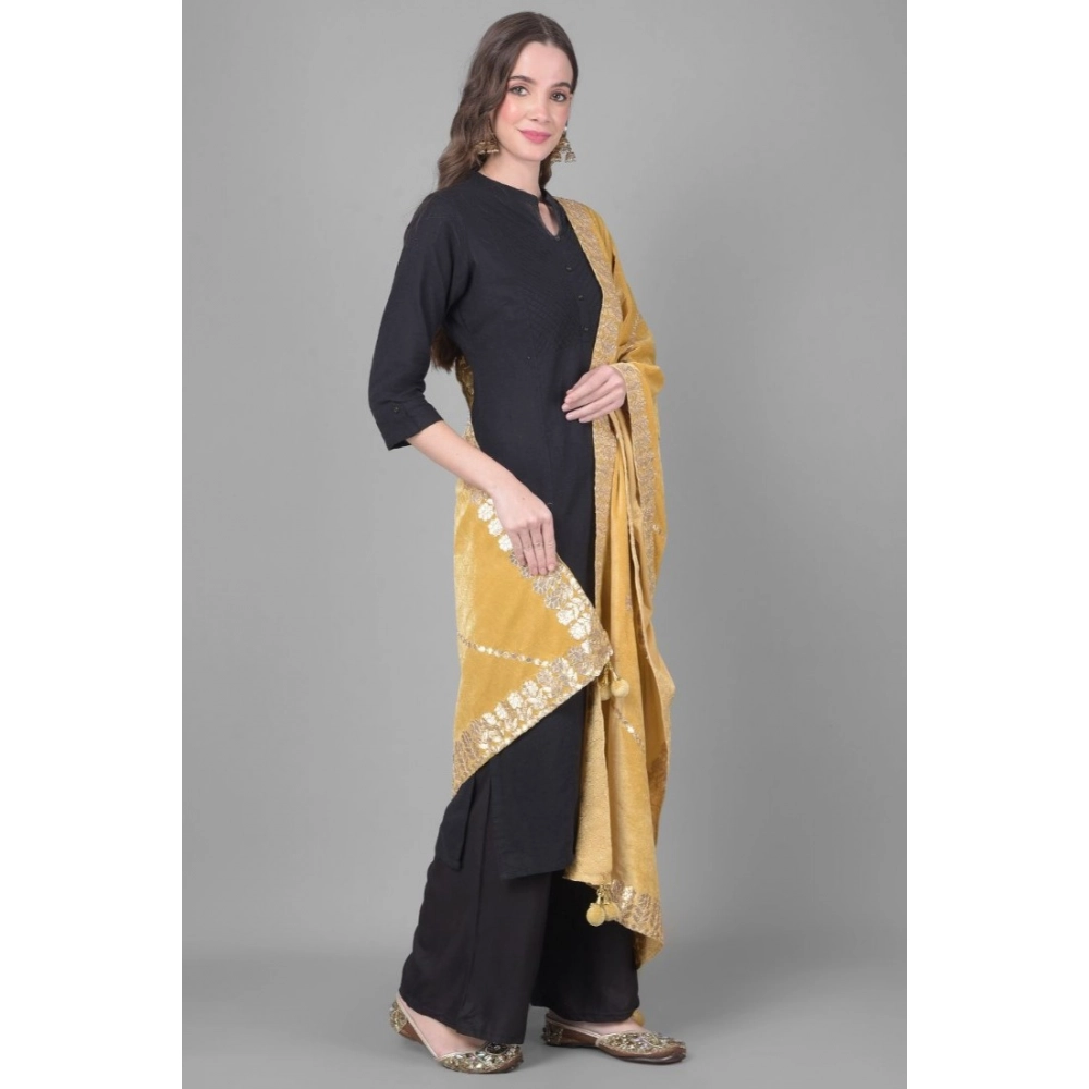 Women's Velvet Gotta Patti Dupatta (Gold, Length: 2.25 to 2.50 Mtr) - Image 2