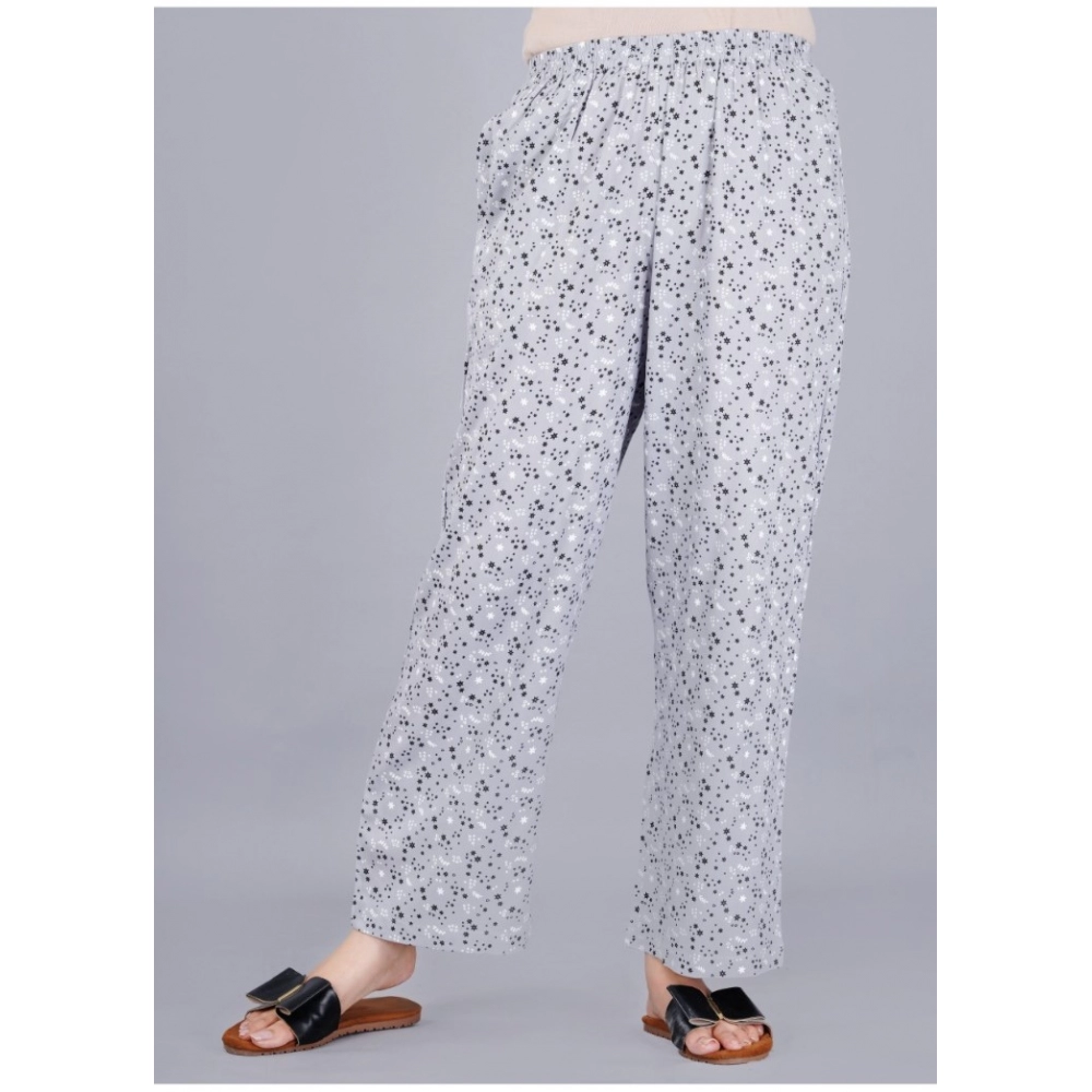 Women's Casual Half Sleeve Printed Viscose Rayon Shirt With Pyjama Pant Night Suit Set (Grey) - Image 3