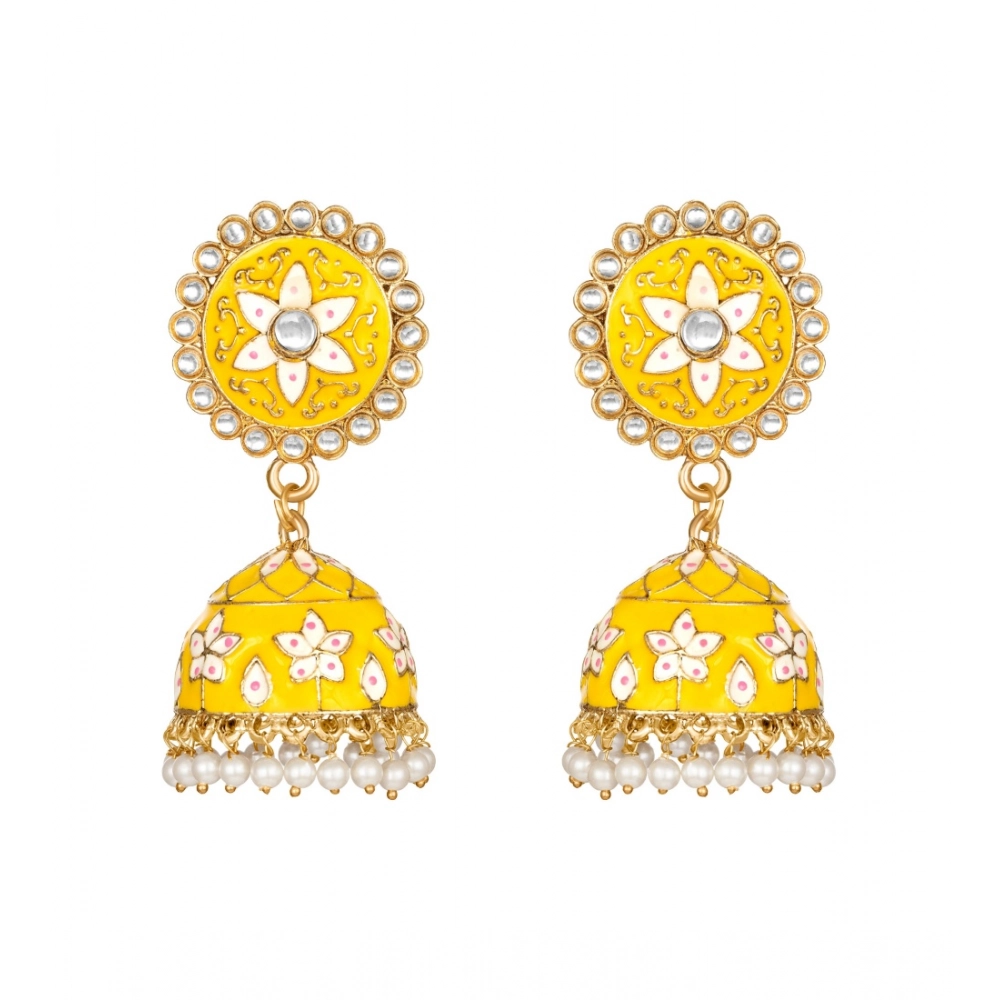 Women's Rose Gold Plated Alloy Earrings (Yellow)