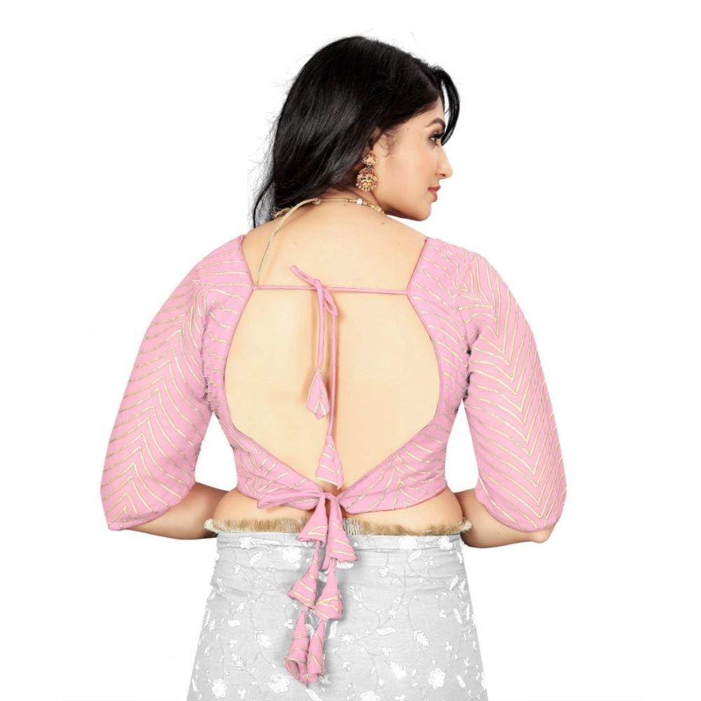 Women's Georgette Embroidery Readymade Blouse (L.Pink, Size: Free Size) - Image 4