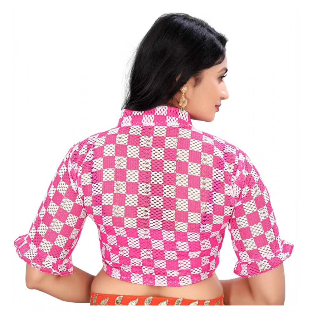 Women's Cotton Blend Checks Readymade Blouse (Pink, Size: Free Size) - Image 4