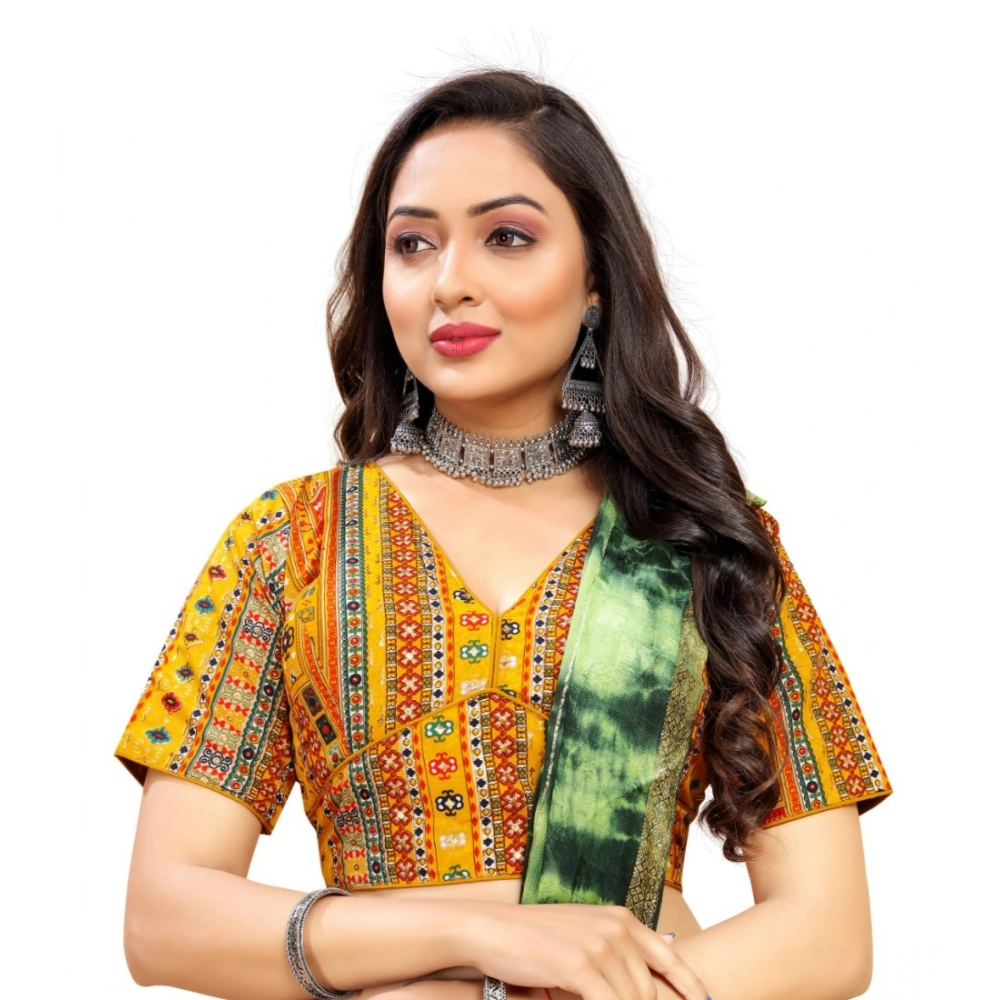 Women's Cotton Blend Plain Readymade Blouse (Mustard, Size: Free Size) - Image 5