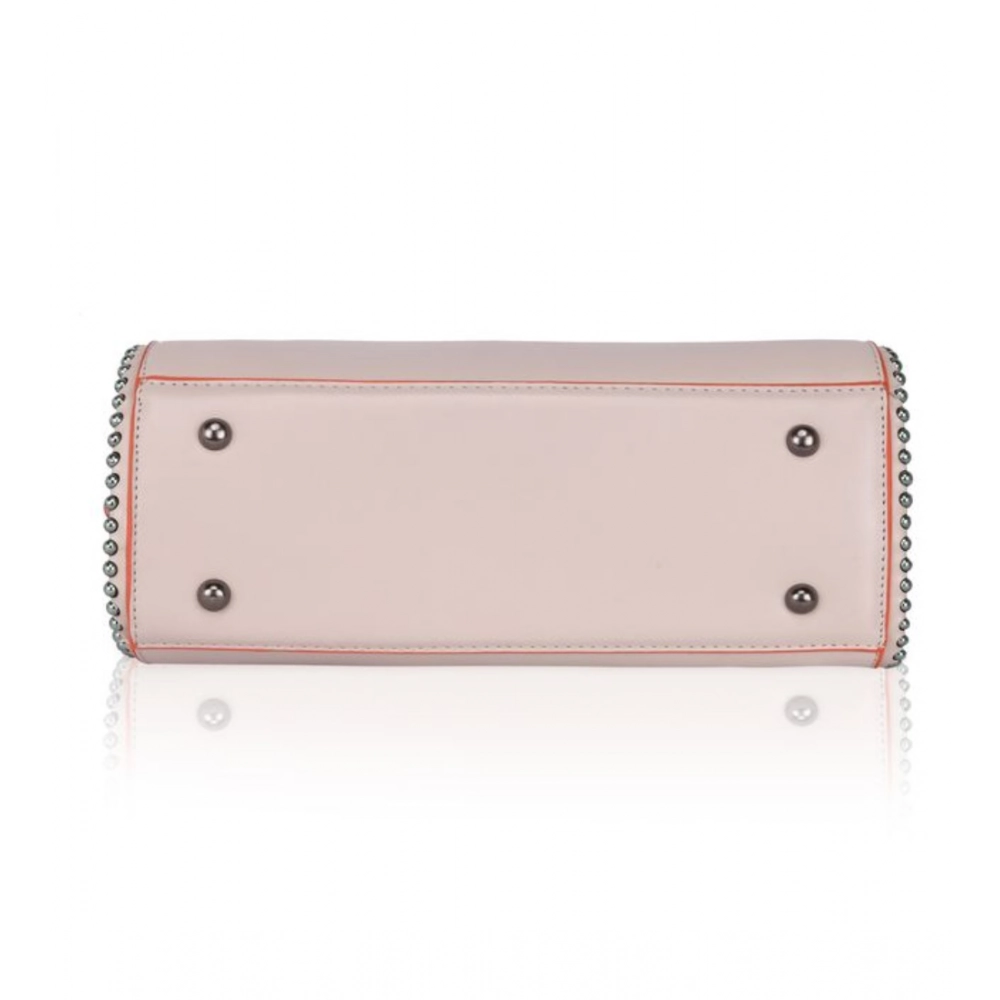 Women's Faux Leather Metal Beads Handbag (Khaki) - Image 3