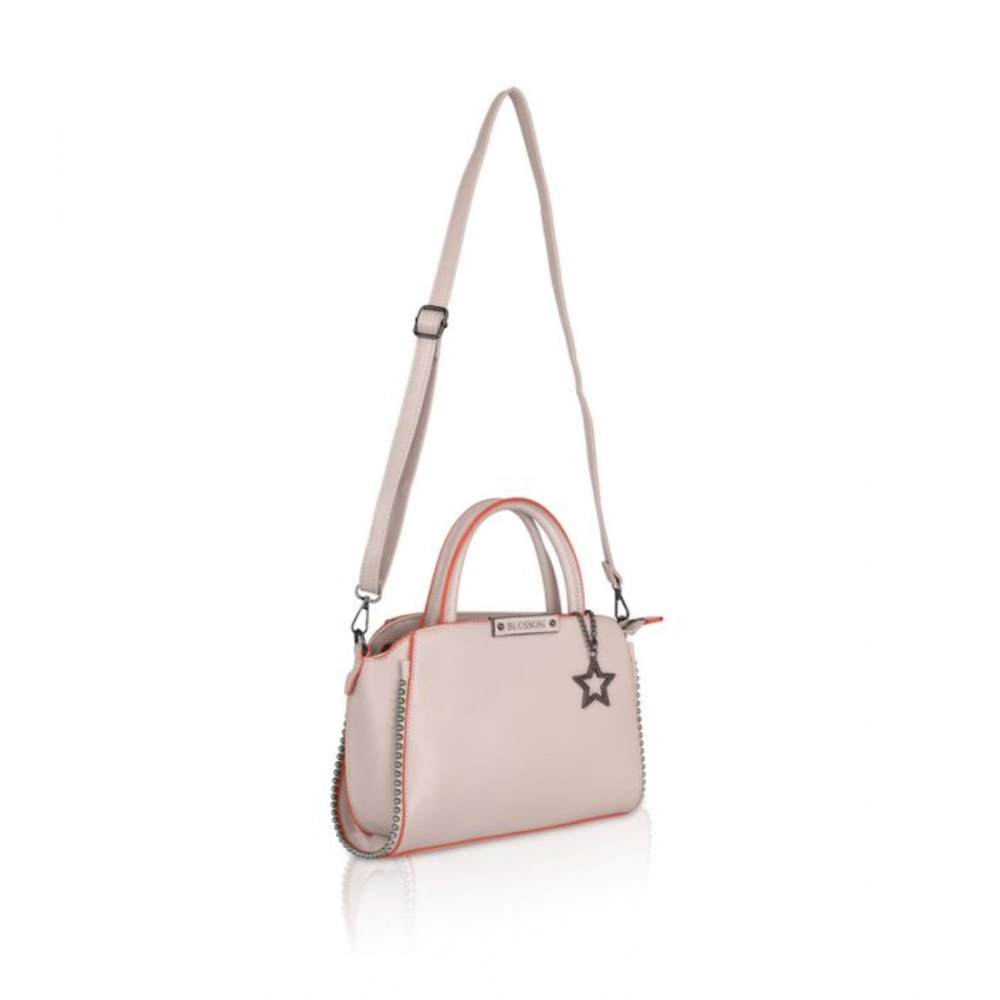 Women's Faux Leather Metal Beads Handbag (Khaki) - Image 2