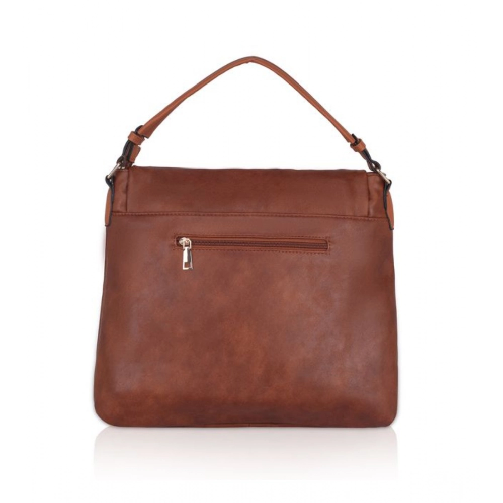 Women's Faux Leather Solid Sling Bag (Brown) - Image 4