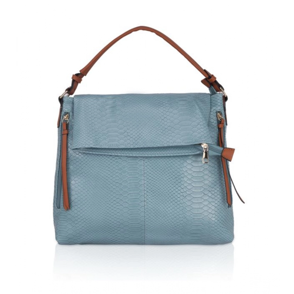 Women's Faux Leather Textured Sling Bag (Blue)