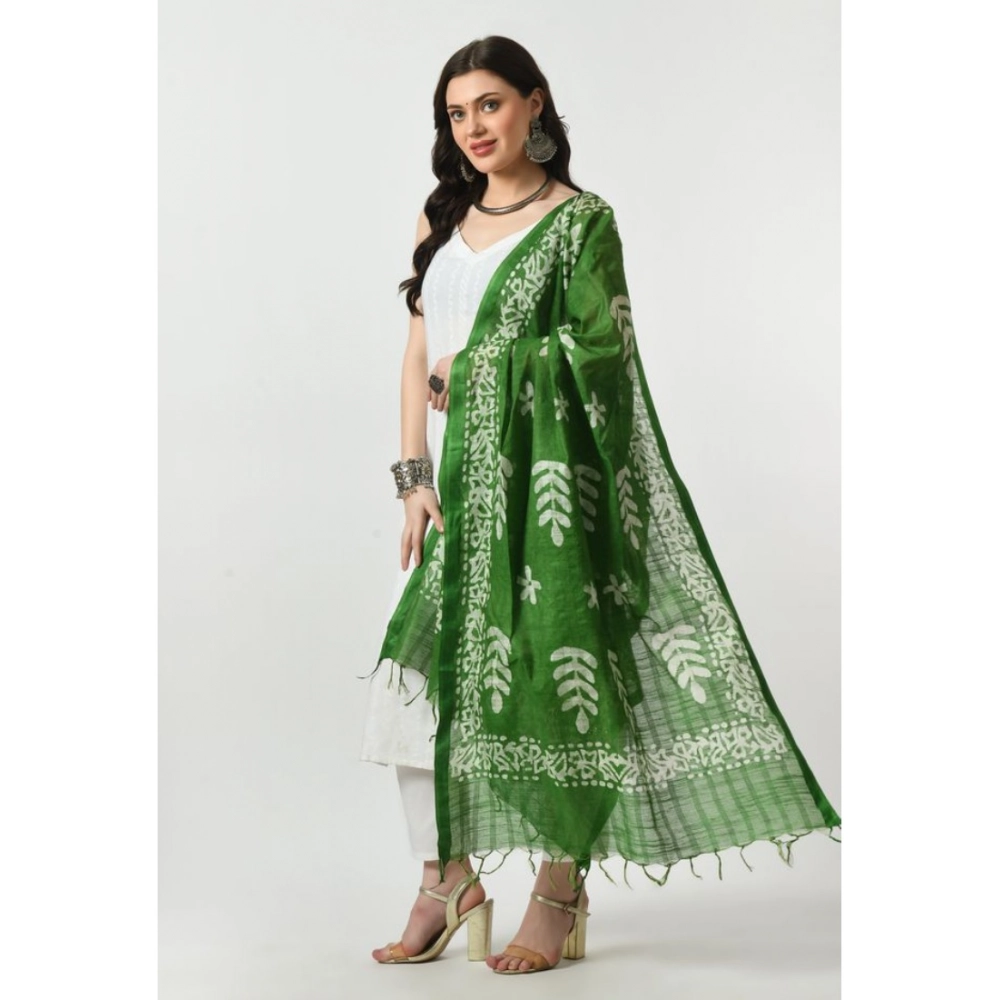 Women's Cotton Printed Dupatta (Green, Length: Free Size) - Image 3