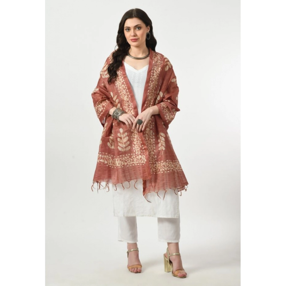 Women's Cotton Printed Dupatta (Brown, Length: Free Size) - Image 2