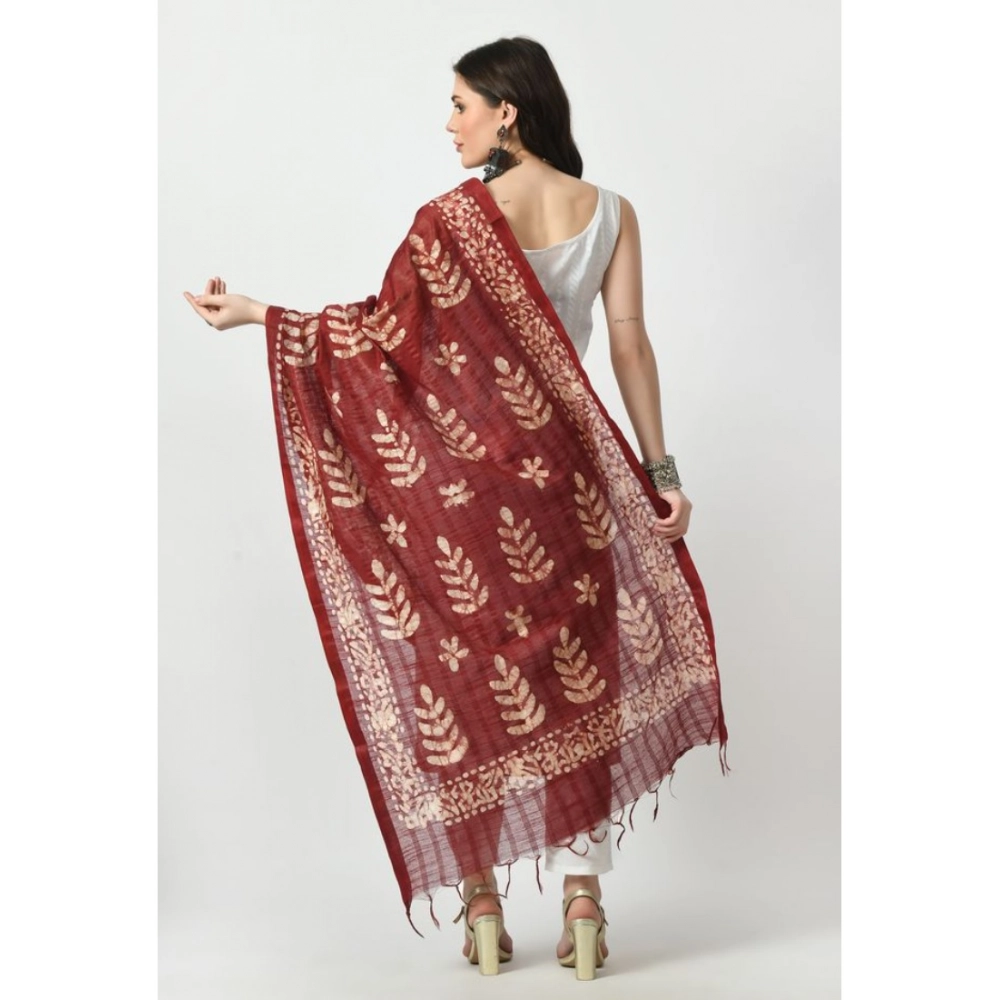 Women's Cotton Printed Dupatta (Maroon, Length: Free Size) - Image 4